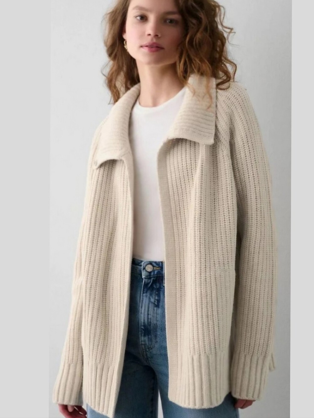 White + Warren Cream Chunky Knit Coatigan Cardigan Quiet Luxury Coastal Grandma